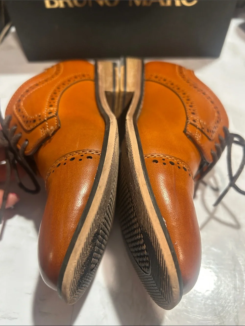 Bruno Marc Kids Tan Leather Wingtip Oxfords